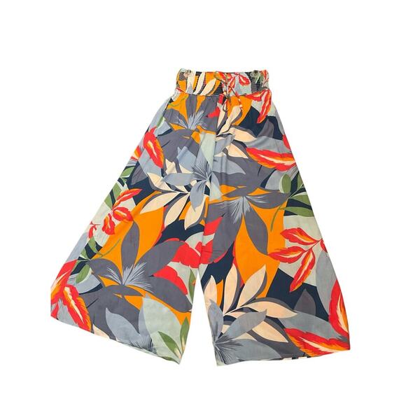 Goa Beachwear By Japna Wide Leg Pants Tropical Smock Waist Multicolor Size L NWT - Picture 4 of 6